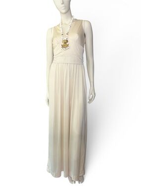 1960’s Rodrigues Sleeveless Cream Maxi‎ Halter Dress S